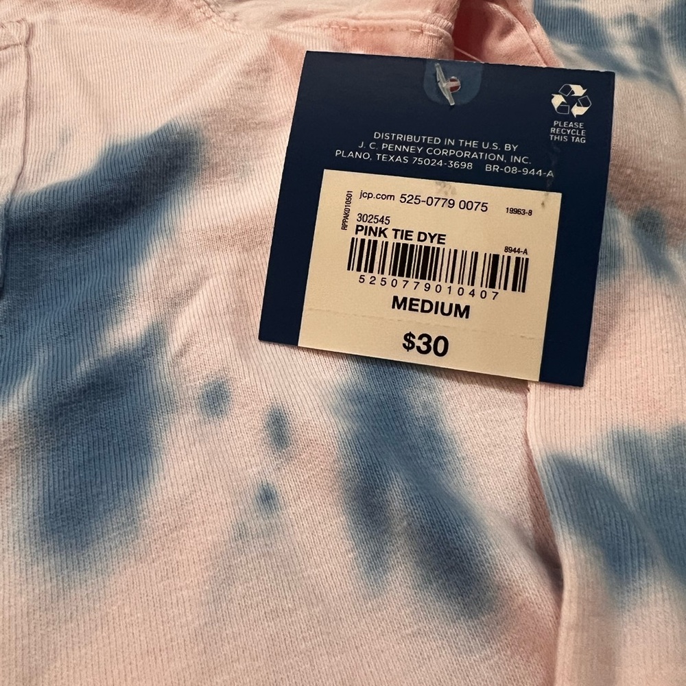 Arizona Jean Company Pink and Blue Tie Dye Long Sleeve Tee